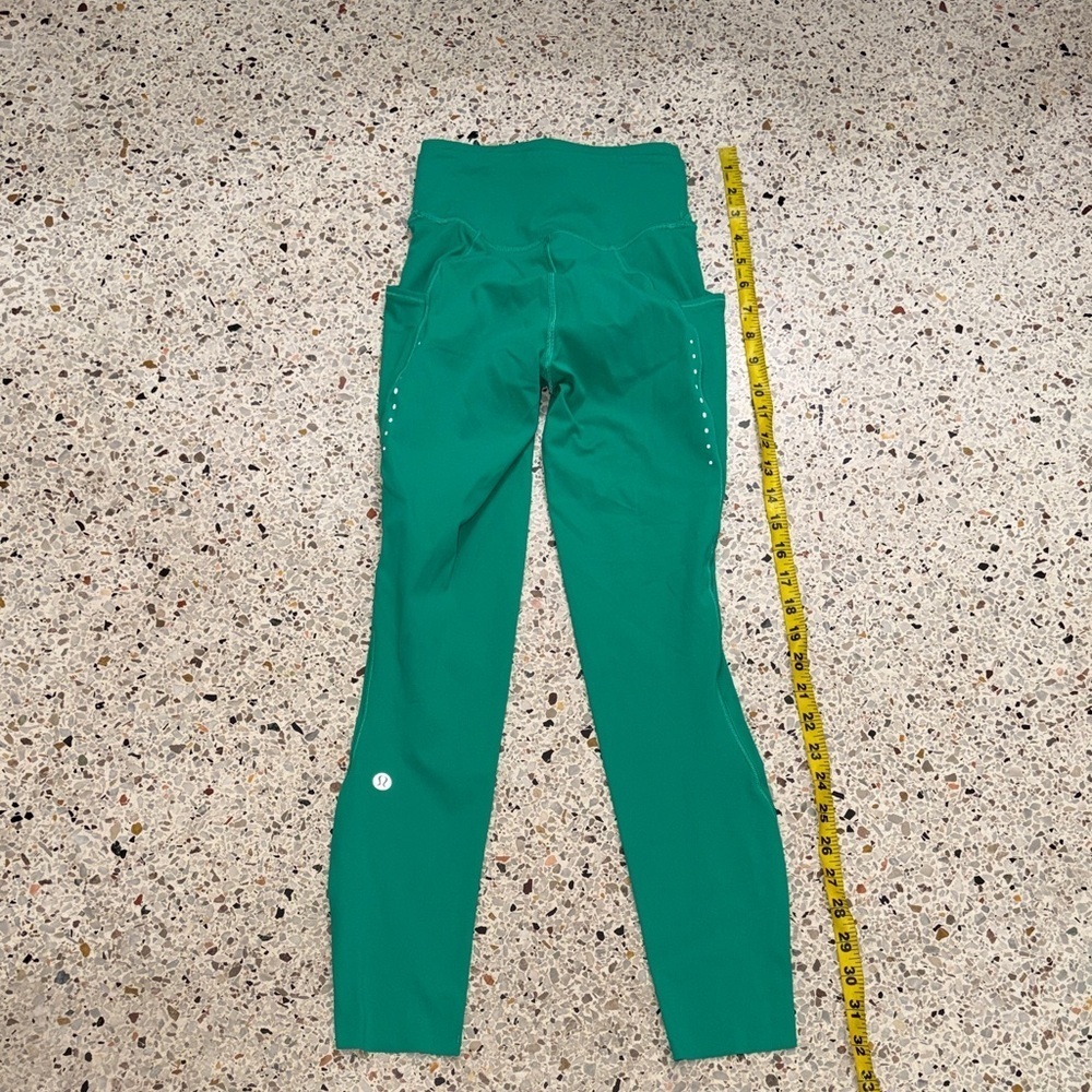 Lululemon Fast & Free high rise waist tight leggings 25” 0 raceway green pocket